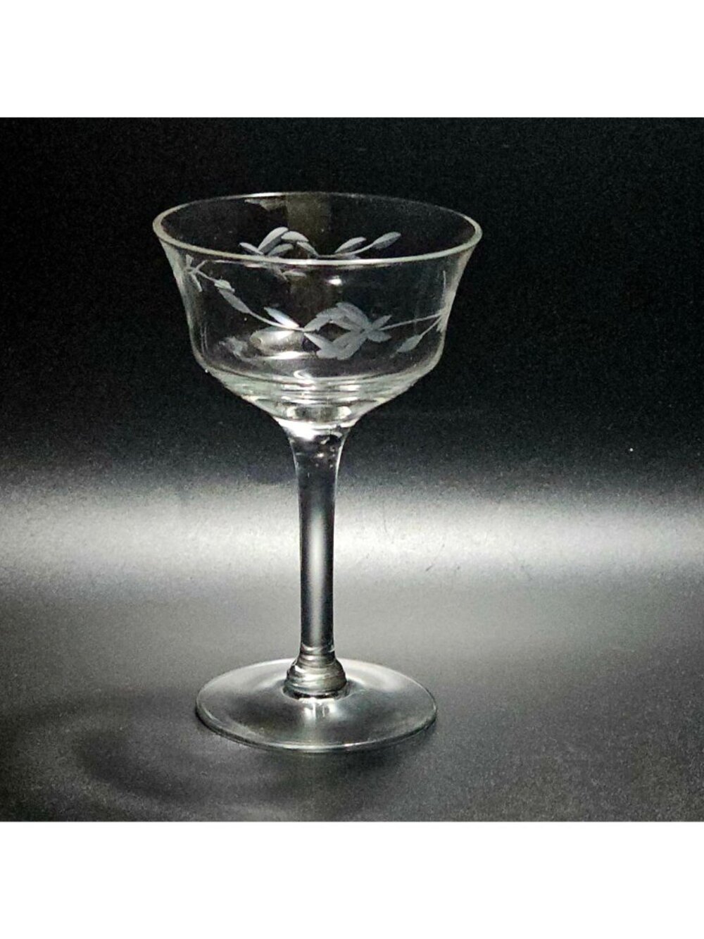 Deco Rose Champagne Coupe 5.5" glasses etched cocktail romantic elegance - Picture 3 of 6
